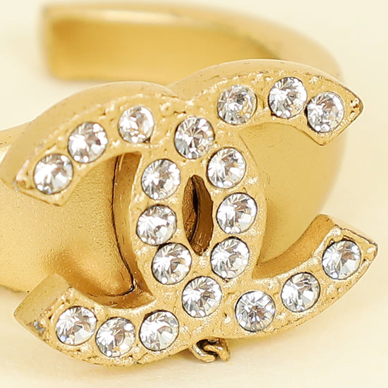 Chanel Gold CC Crystal Chain Cuff Ring Set