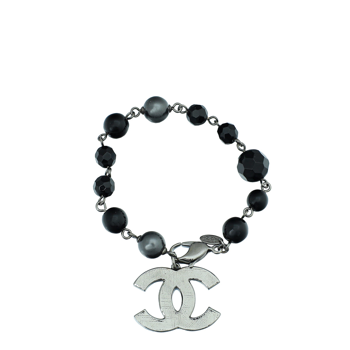 Chanel Black Glass Pearl CC Small Bracelet-Chanel-THE CLOSET
