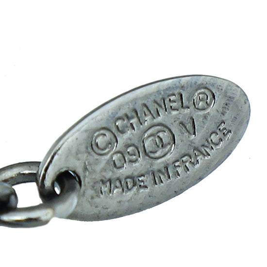 Chanel Black Glass Pearl CC Small Bracelet