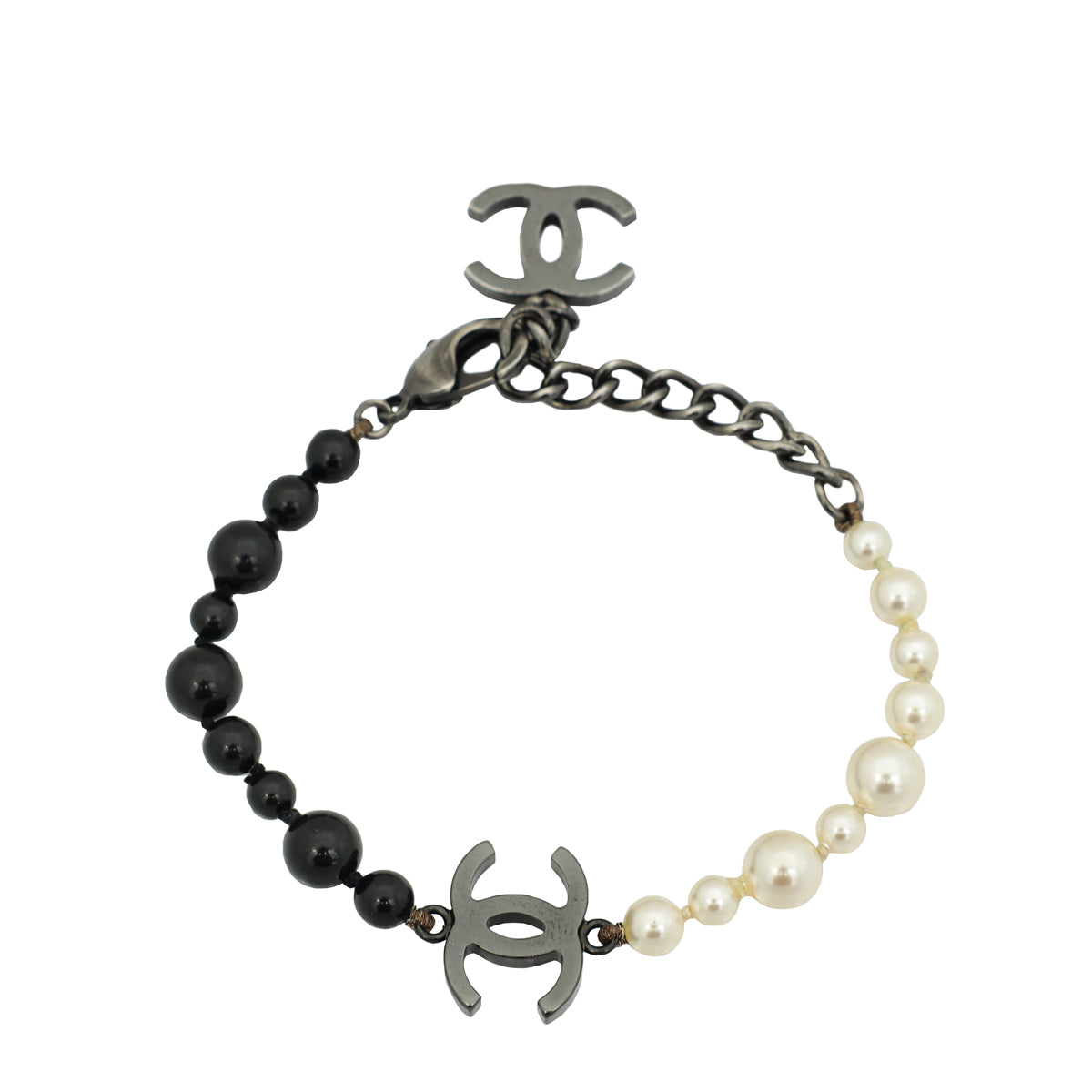 Chanel Bicolor CC Drop Pearl Bracelet