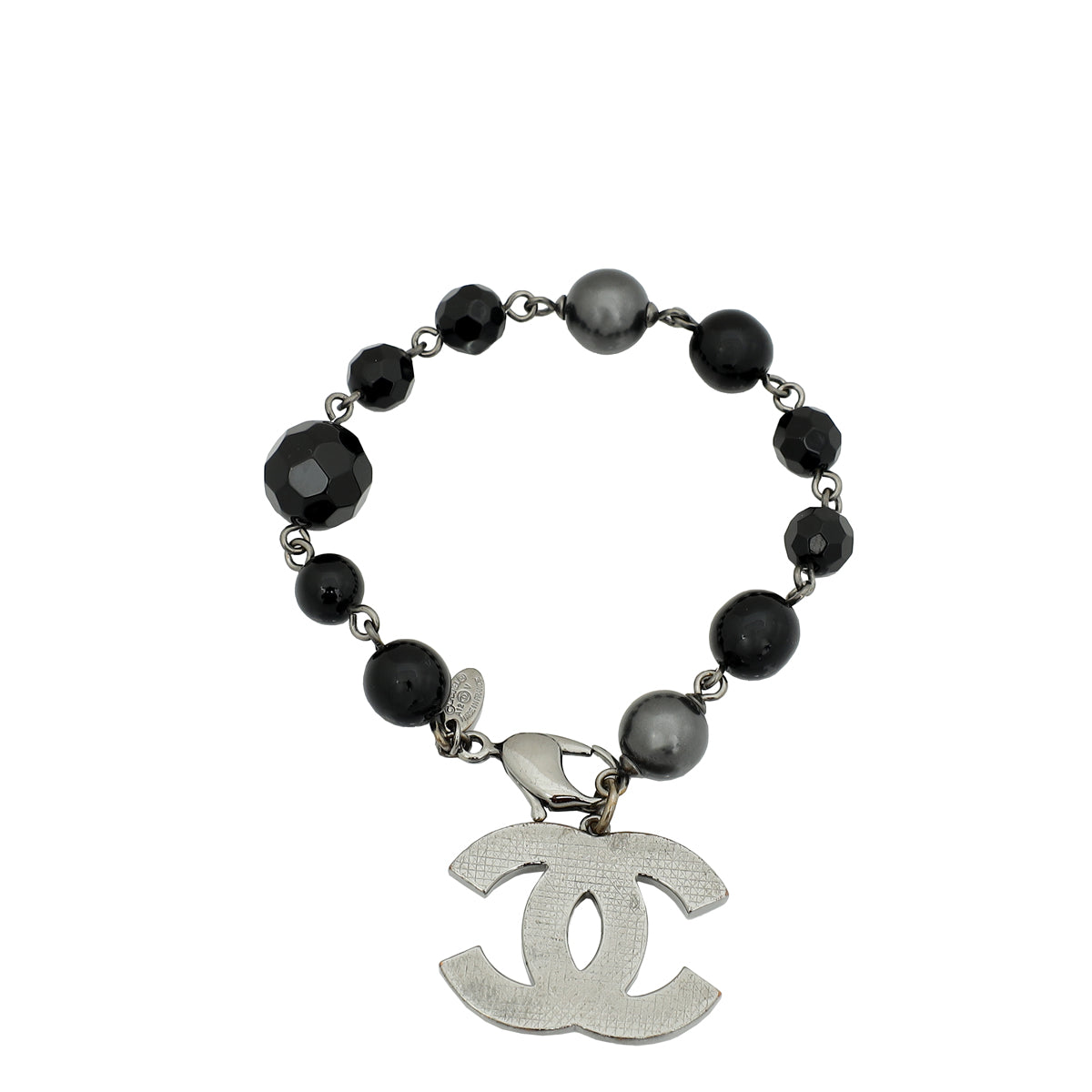 Chanel Black CC Drop Pearl Crystal Bracelet