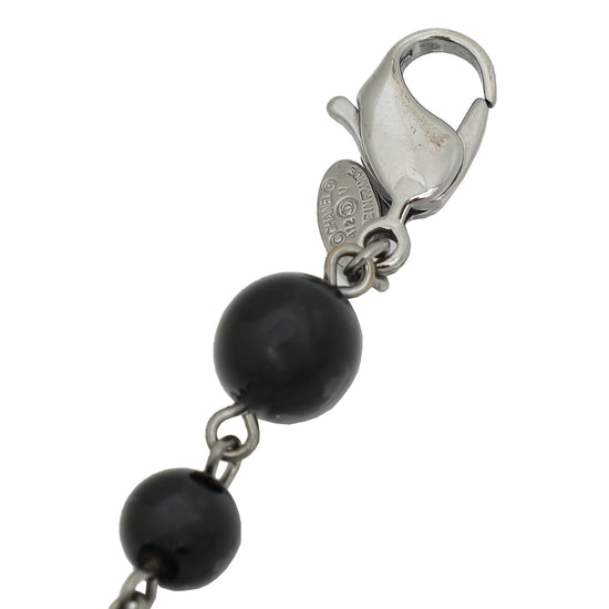 Chanel Black CC Drop Pearl Crystal Bracelet