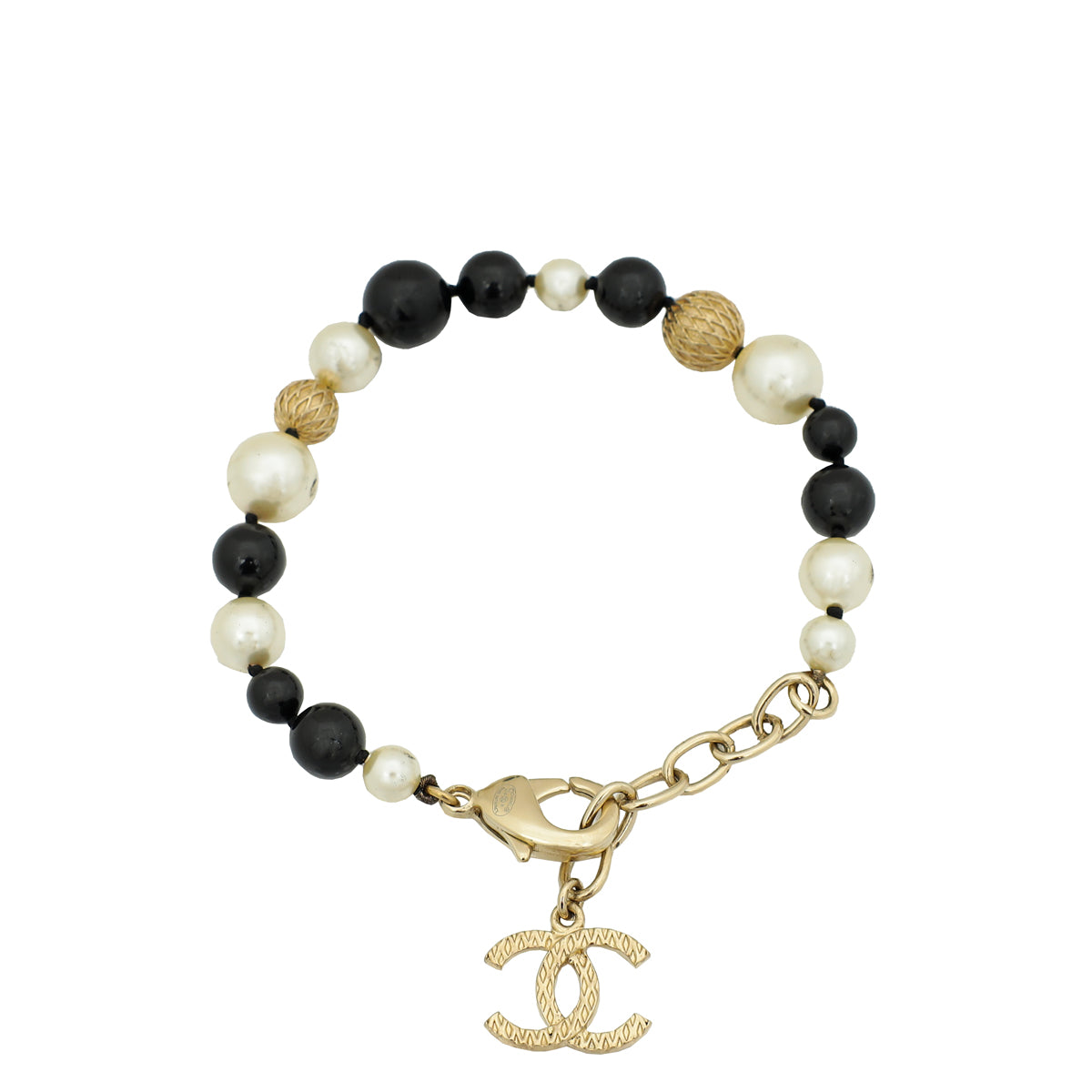 Chanel Bicolor CC Drop Pearl Crystal Bracelet-Chanel-THE CLOSET