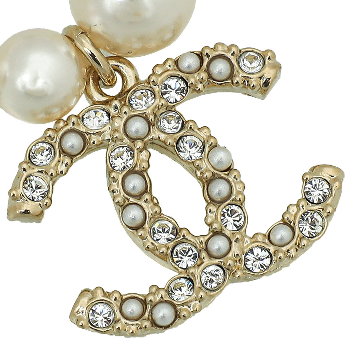 Chanel White CC Drop Charm Pearl Bracelet-Chanel-THE CLOSET