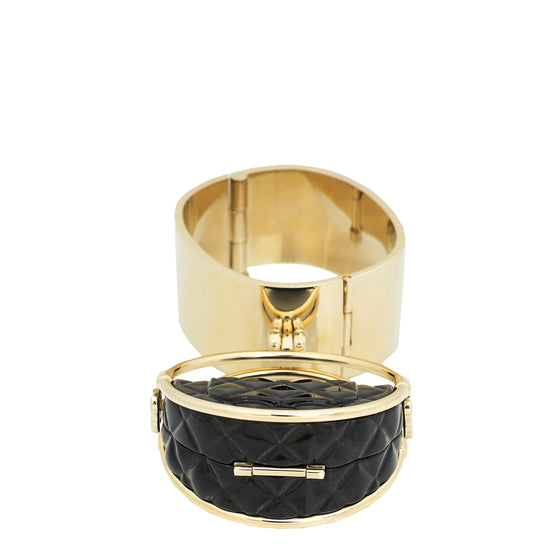 Chanel Black Resin Flap Bag Hoop Mirror Bangle