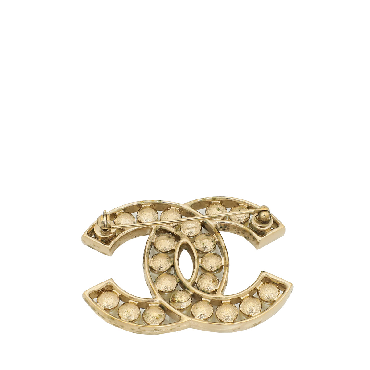 Chanel Gold CC Pearl Brooch