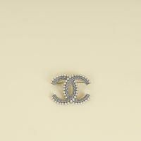 Chanel White CC Brooch