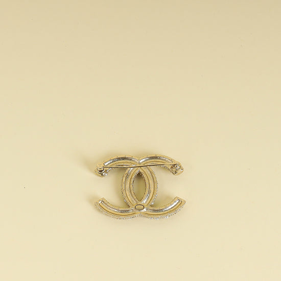 Chanel Gold CC Beads Pearl Crystal Brooch