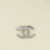 Chanel White Crystal Baguette CC Brooch