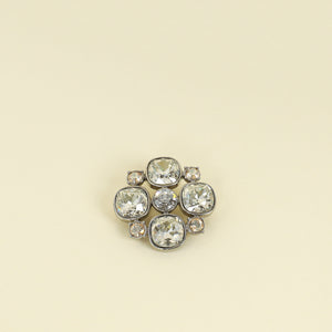 Chanel Bicolor Crystal Quatrefoil Brooch