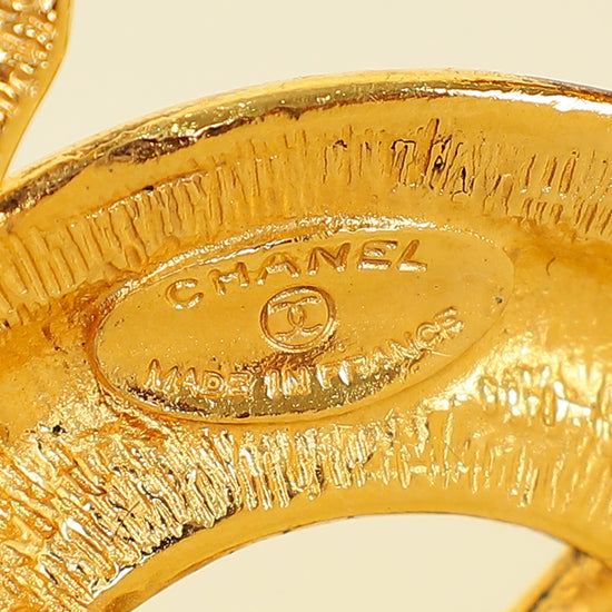 Chanel Gold CC Vintage Quilt Pattern Brooch