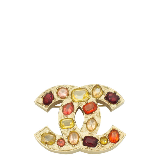 Chanel Multicolor Gripoix CC Brooch