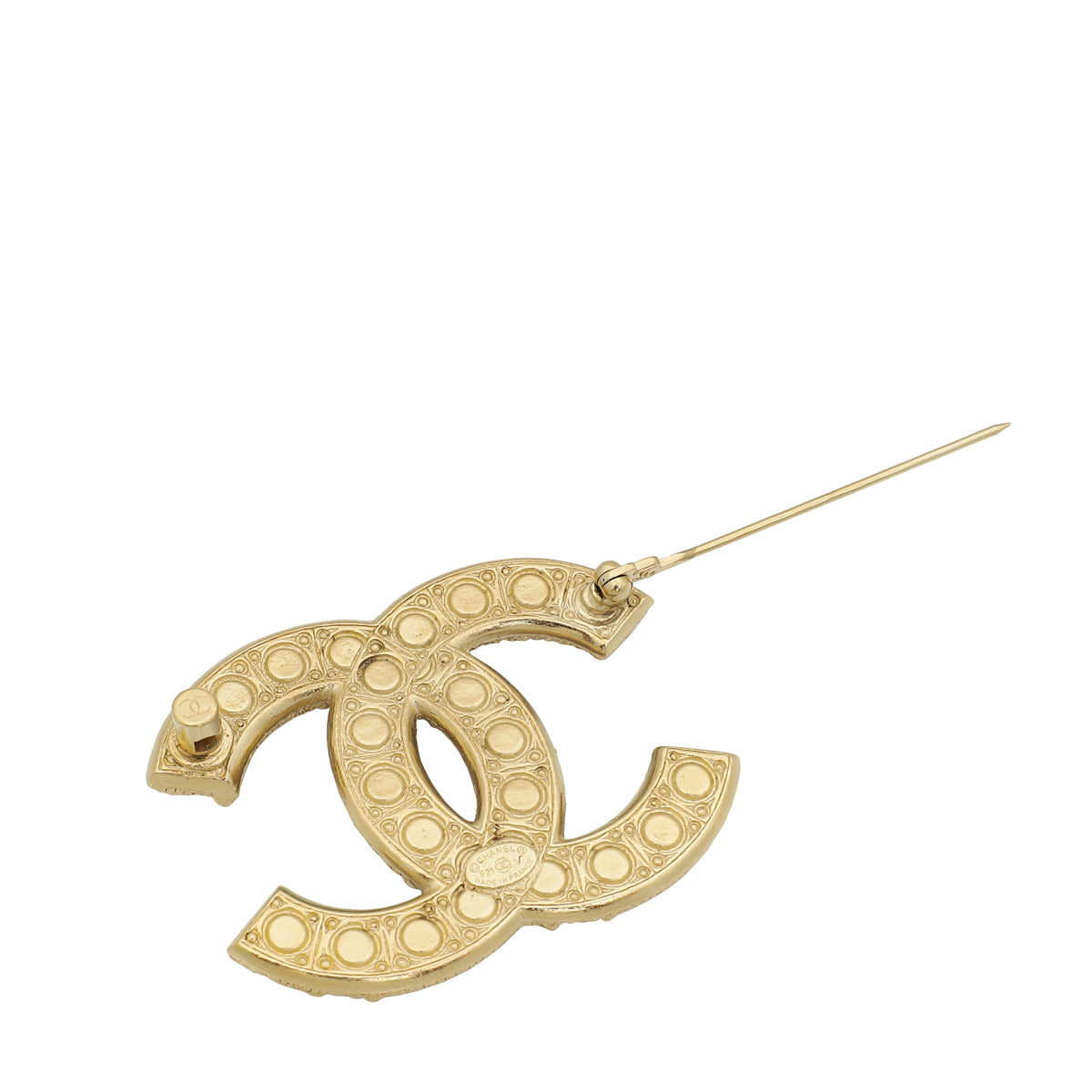 Chanel Gold CC Pearl Crystal Brooch