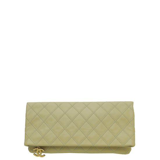 Chanel Beige Thin City Fold Over Clutch