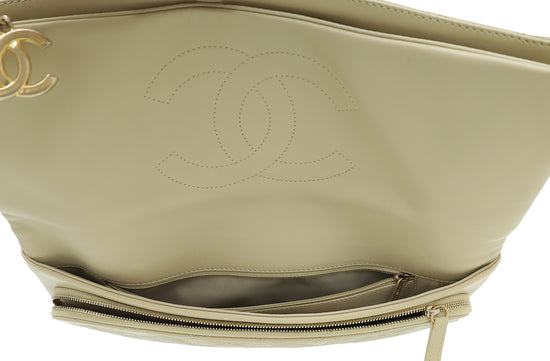 Chanel Beige Thin City Fold Over Clutch