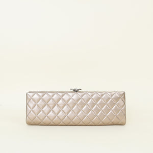 Chanel Metallic Light Bronze Camellia Kiss-Lock East West Clutch