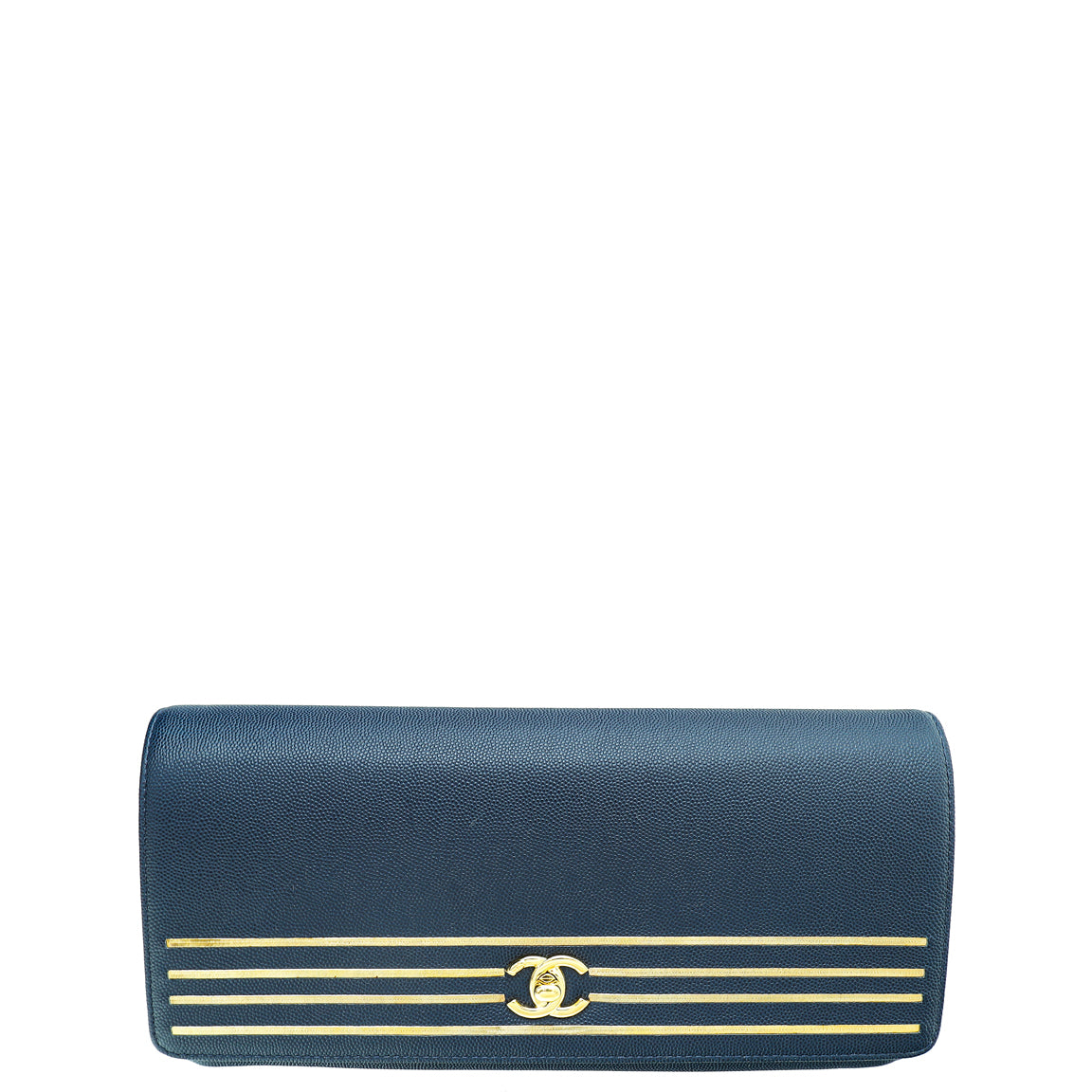 Chanel Navy Blue CC Captain Caviar Clutch