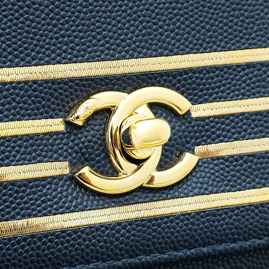 Chanel Navy Blue CC Captain Caviar Clutch – The Closet