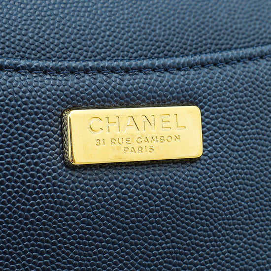 Chanel Navy Blue CC Captain Caviar Clutch