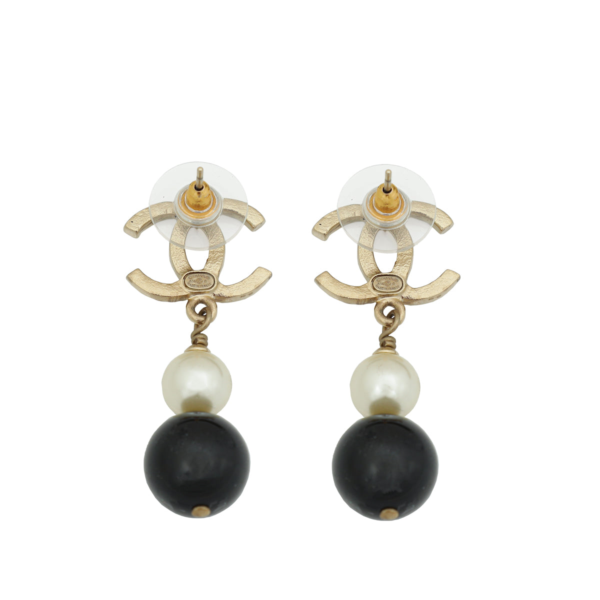 Chanel Bicolor CC Pearl Drop Earring