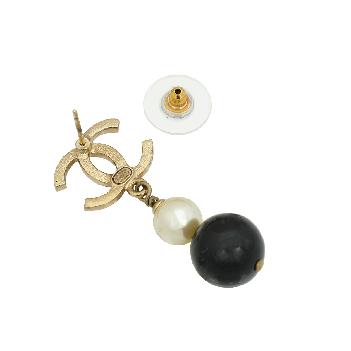 Chanel Bicolor CC Pearl Drop Earring