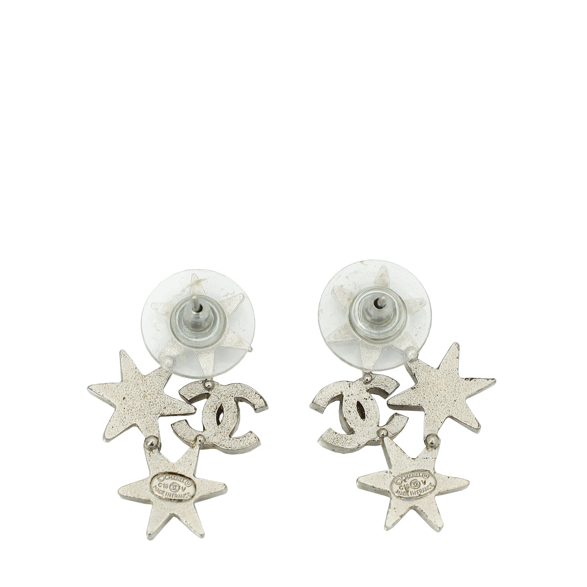 Chanel Silver CC Star Crystal Earrings-Chanel-THE CLOSET