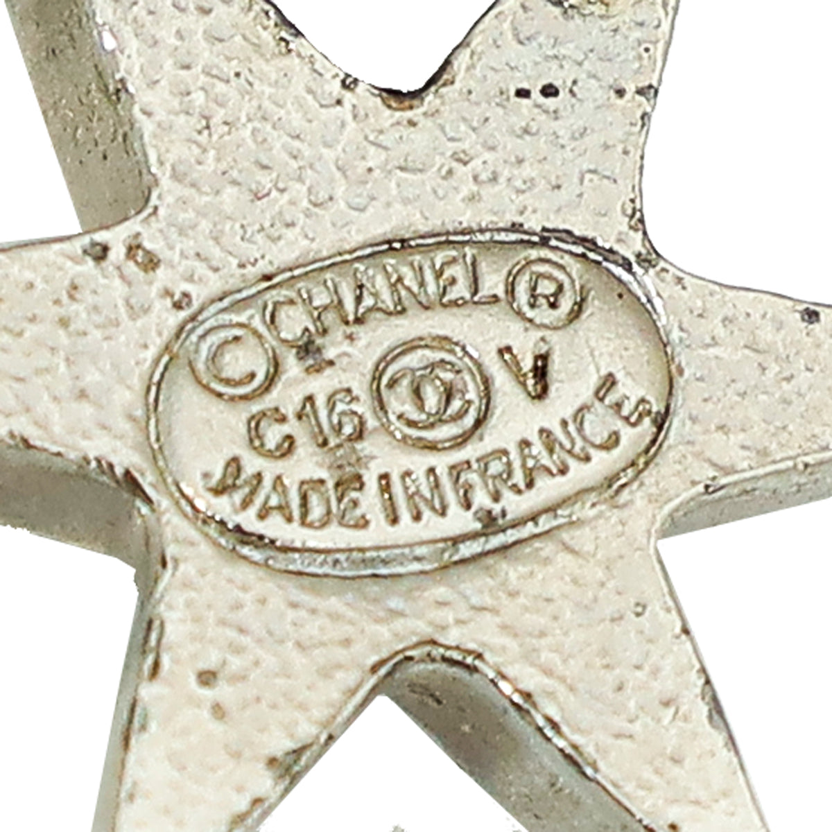 Chanel Silver CC Star Crystal Earrings