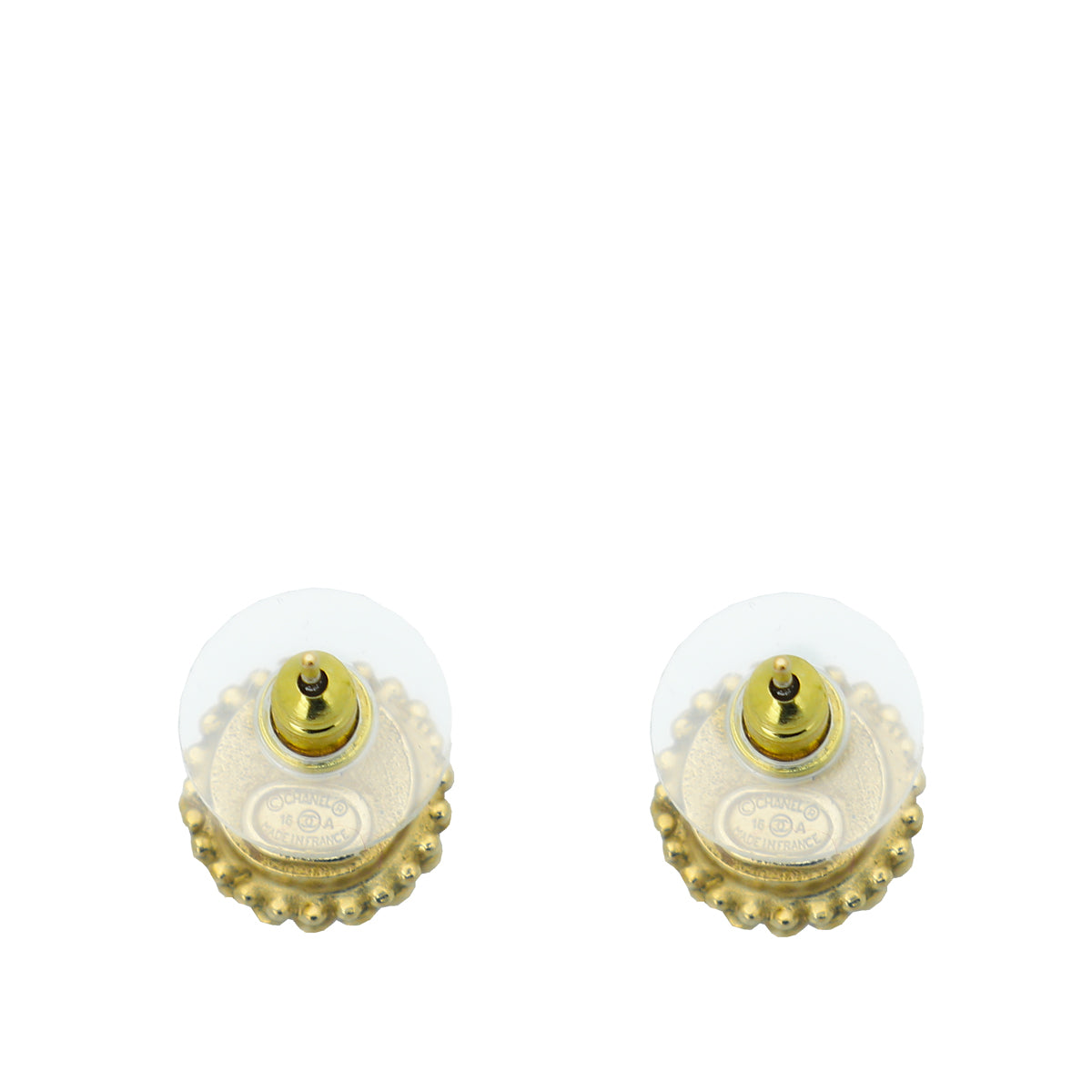 Chanel White CC Pearl Crystal Stud Earrings-Chanel-THE CLOSET