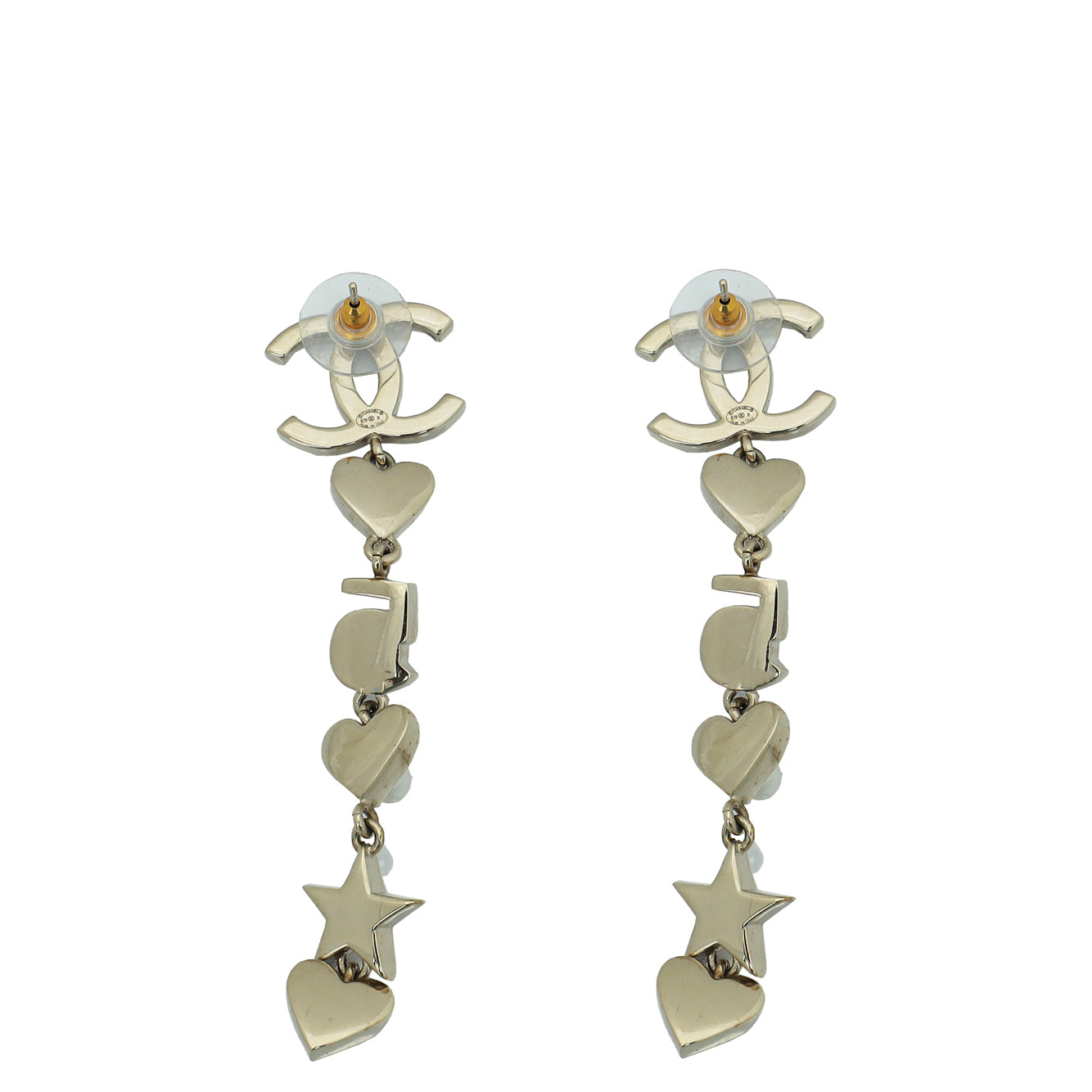 Chanel Gold CC Crystal Pearl Charming Winter Star Heart Drop Earrings-Chanel-THE CLOSET