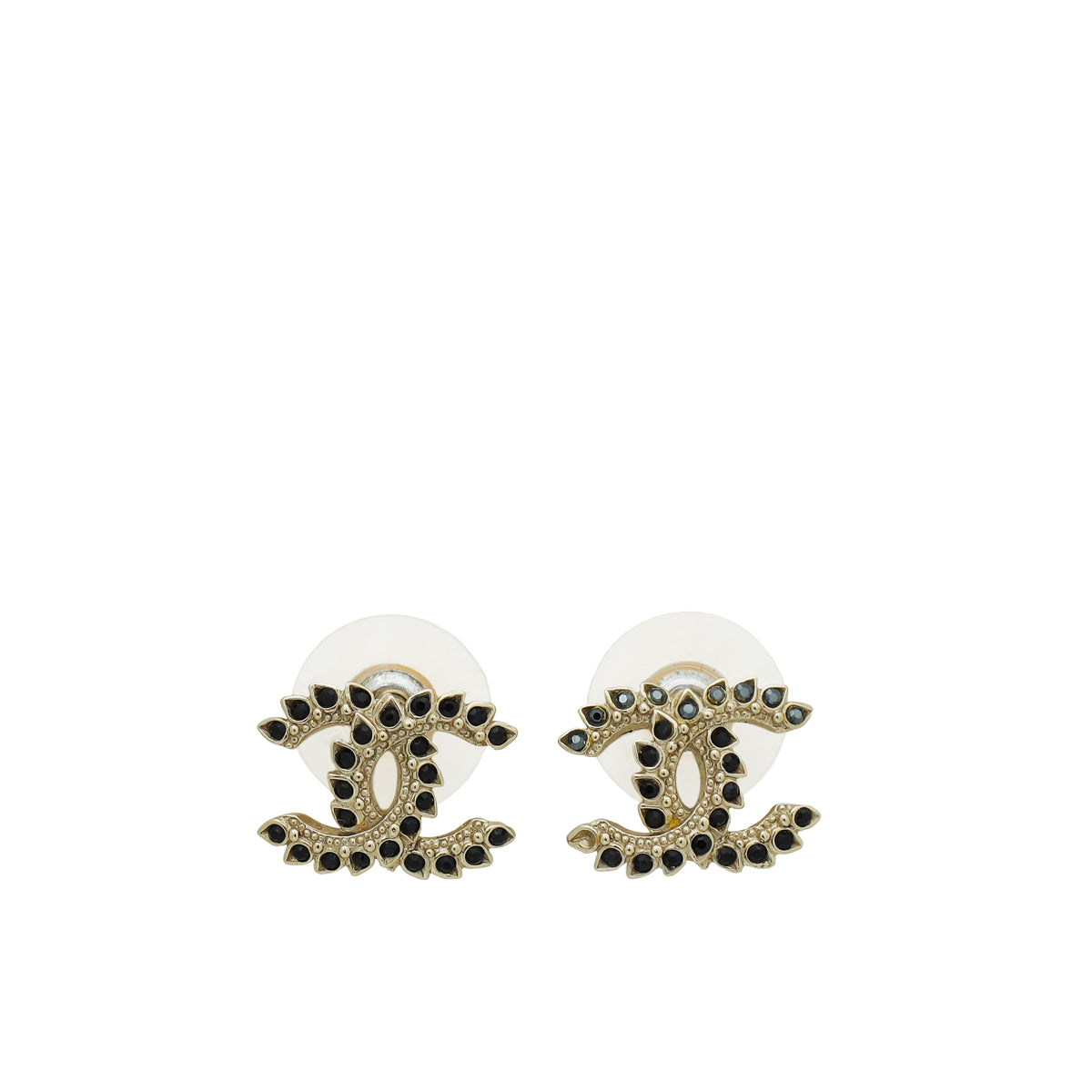 Chanel Black CC Crystal Earrings-Chanel-THE CLOSET