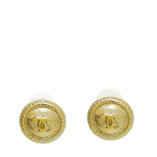 Chanel Gold CC Button Earrings