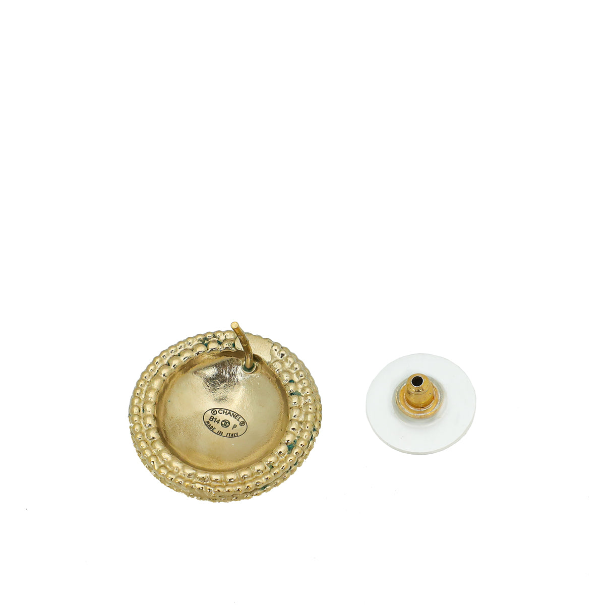 Chanel Gold CC Button Earrings