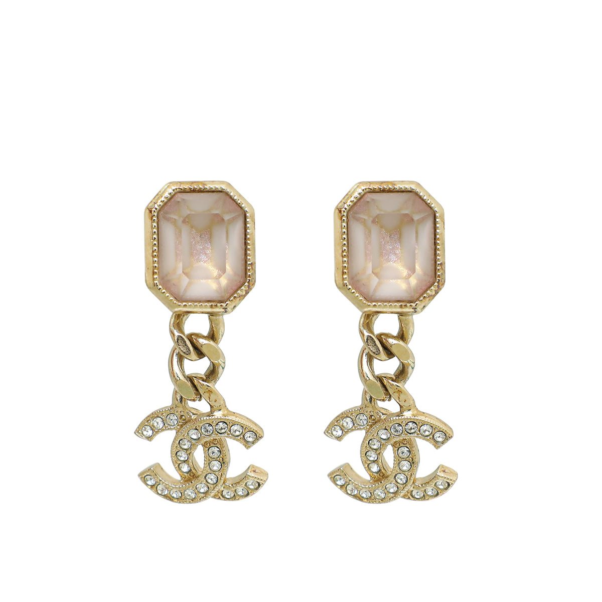 Chanel Bicolor CC Crystal Drop Stud Earrings-Chanel-THE CLOSET