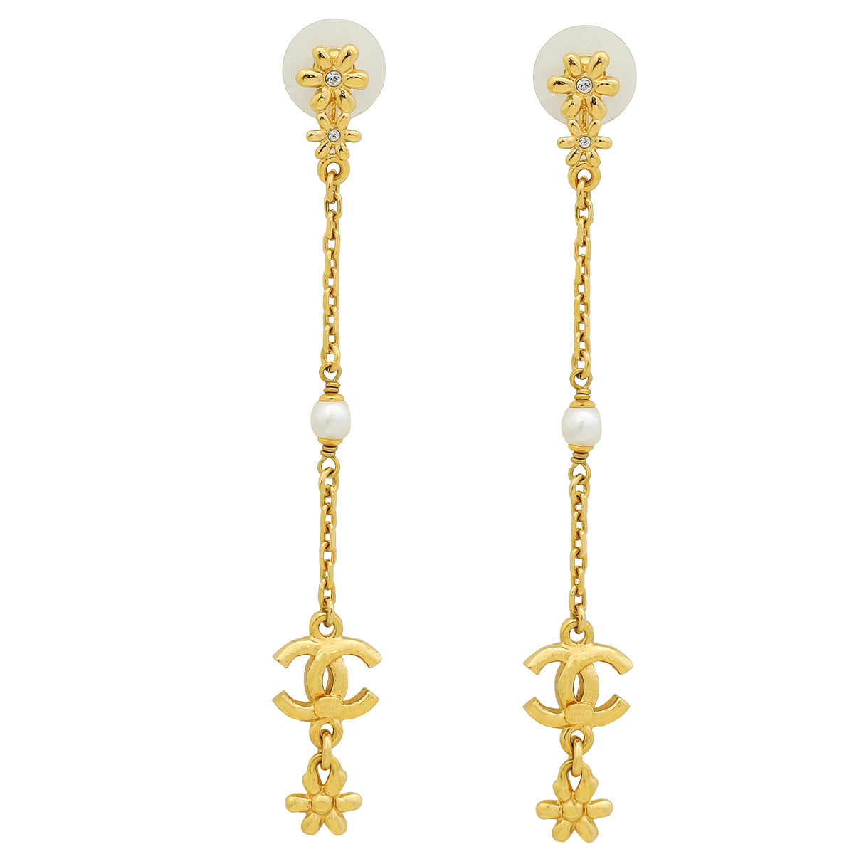 Chanel Gold CC Pearl Crystal Darling Earrings-Chanel-THE CLOSET