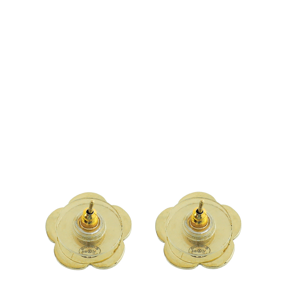 Chanel Gold CC Camellia Flower Earrings