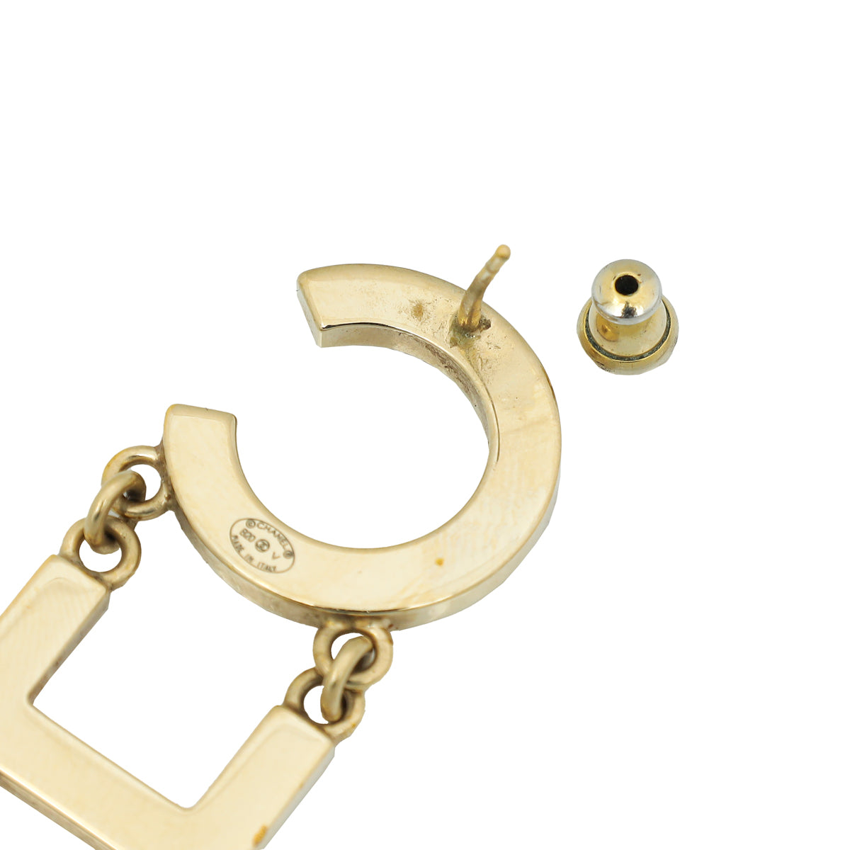 Chanel Gold "CHA"/"NEL"  Letter Drop Earrings