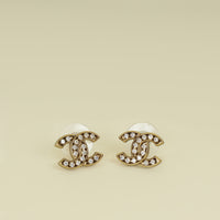 Chanel Gold CC Crystal Earrings