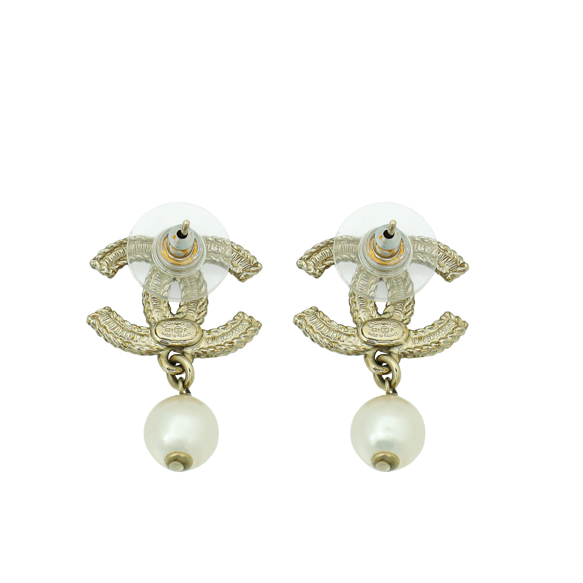 Chanel White CC Crystal Pearl Drop Earring-Chanel-THE CLOSET