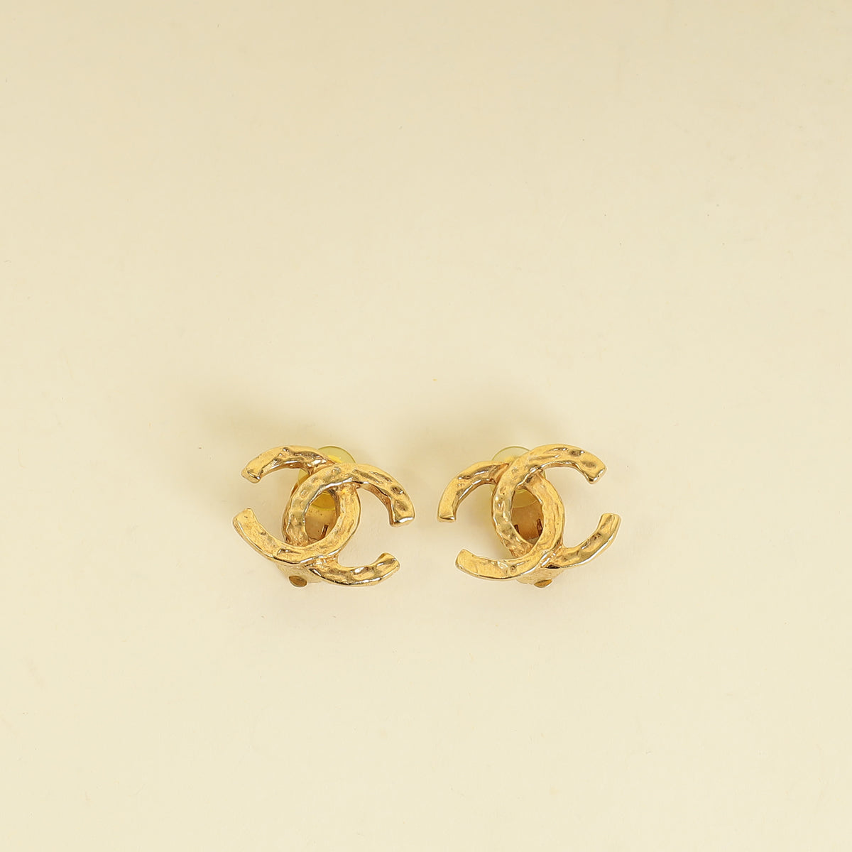 Chanel Gold Finish Vintage CC Clip On Earrings-Chanel-THE CLOSET