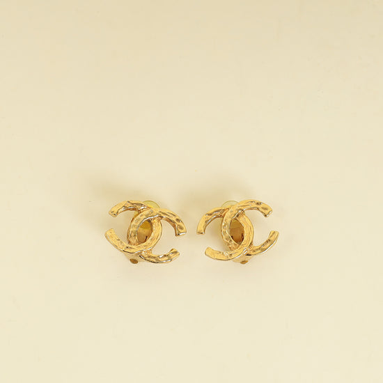 Chanel Gold Finish Vintage CC Clip On Earrings-Chanel-THE CLOSET