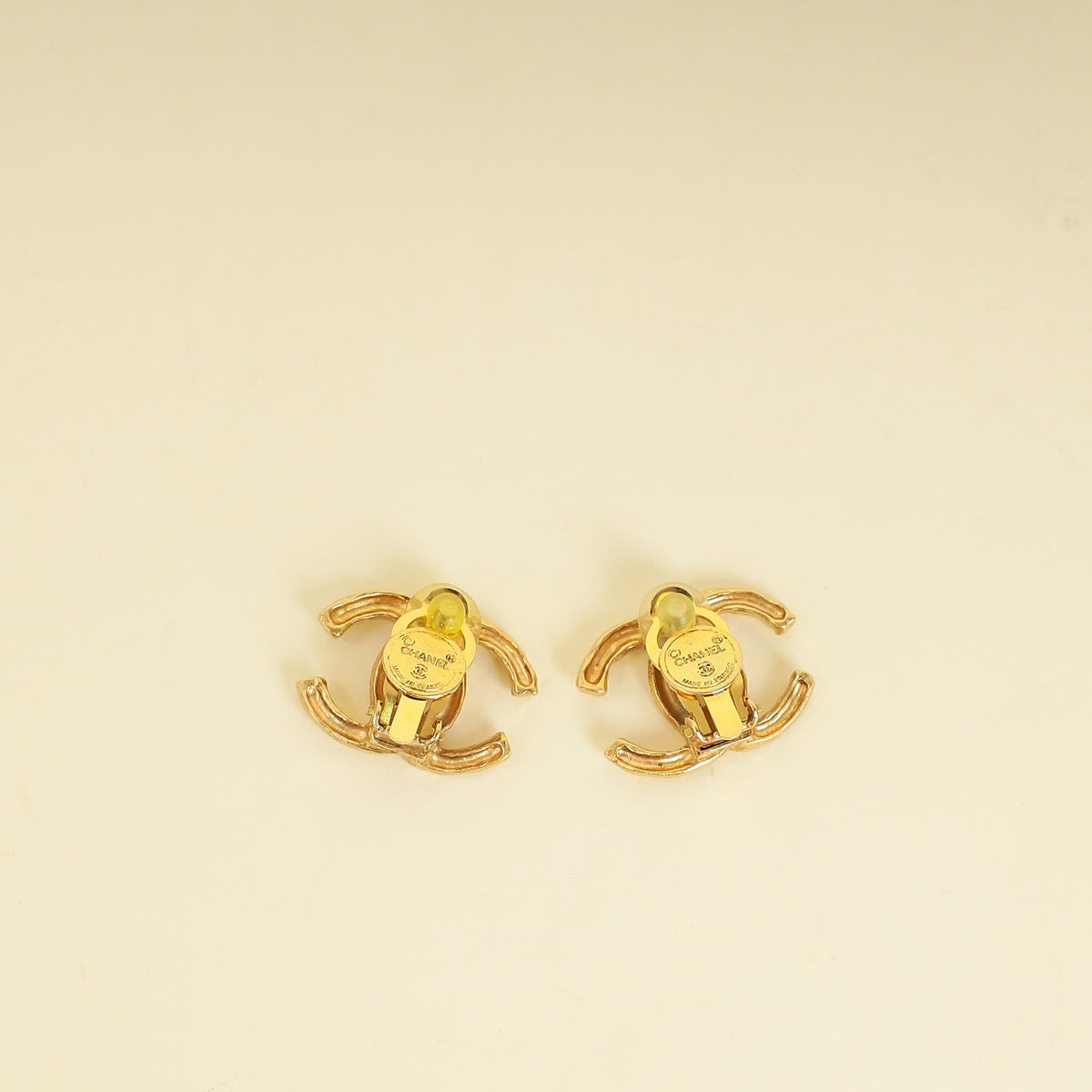Chanel Gold Finish Vintage CC Clip On Earrings-Chanel-THE CLOSET