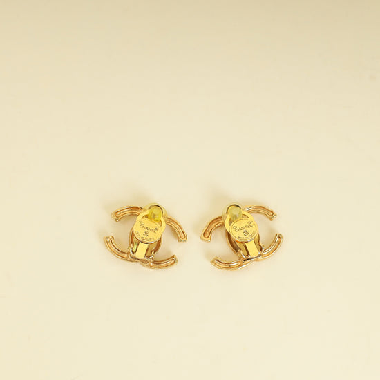 Chanel Gold Finish Vintage CC Clip On Earrings-Chanel-THE CLOSET
