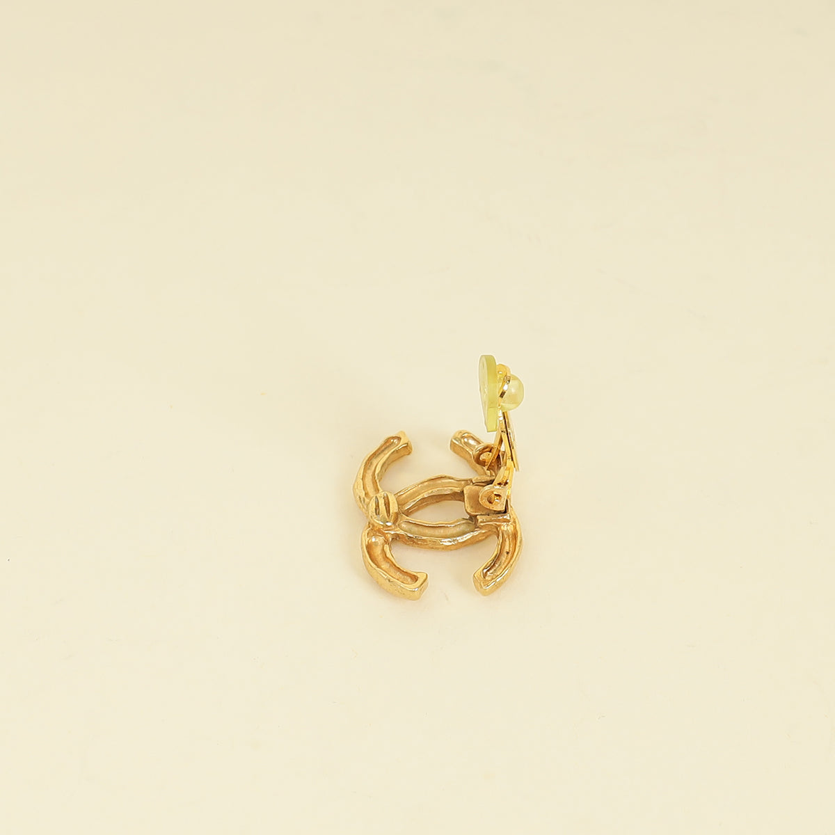 Chanel Gold Finish Vintage CC Clip On Earrings-Chanel-THE CLOSET