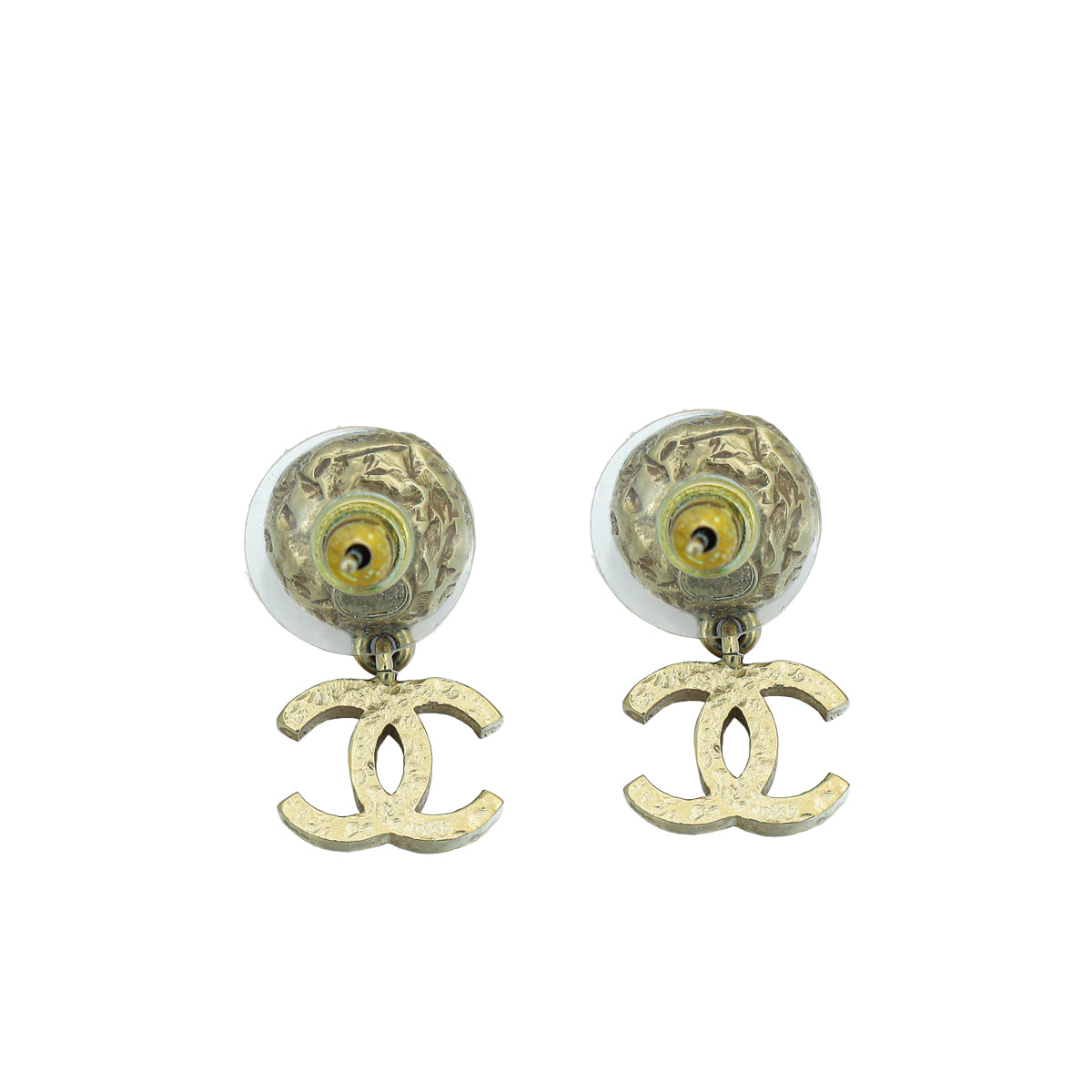 Chanel White CC Faux Pearl Drop Stud Earrings-Chanel-THE CLOSET