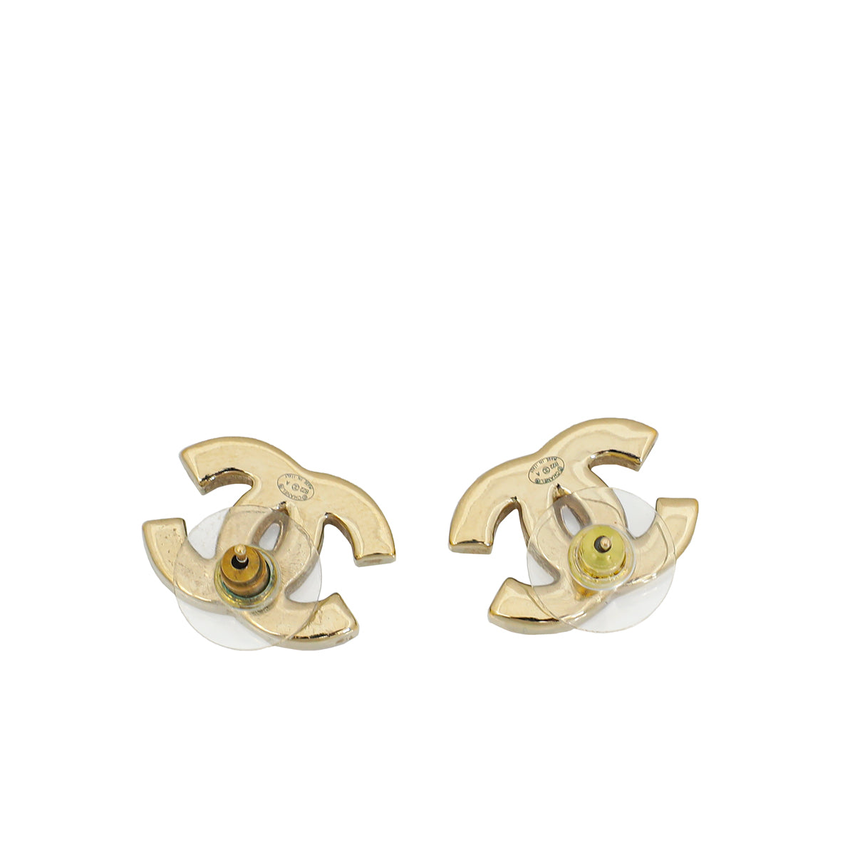 Chanel CC White Enamel Earrings