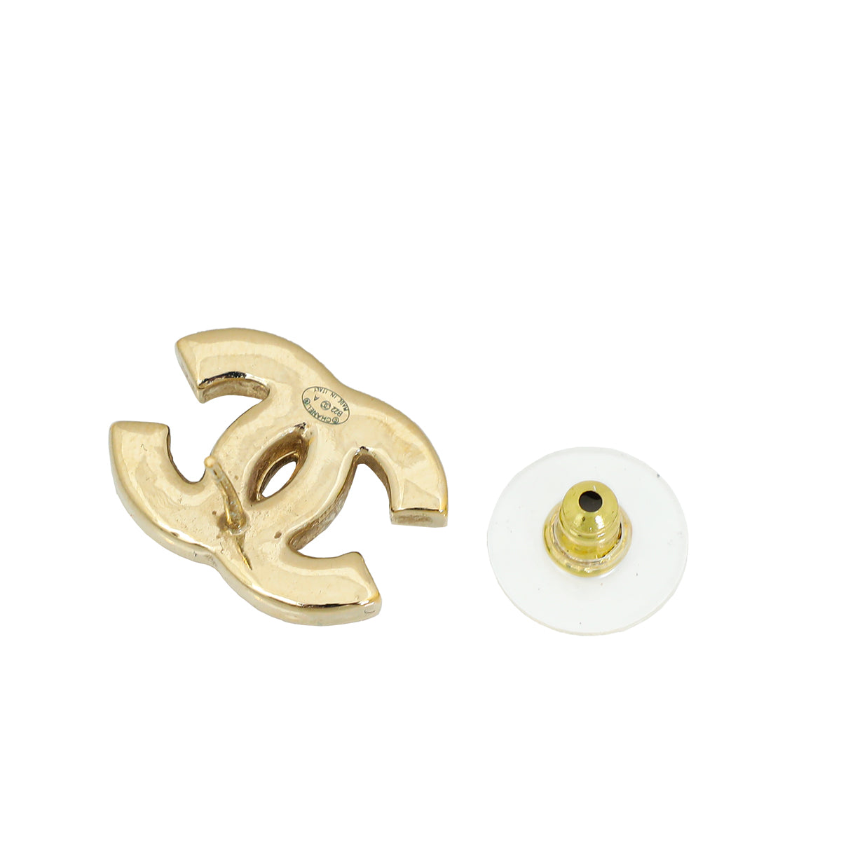 Chanel CC White Enamel Earrings