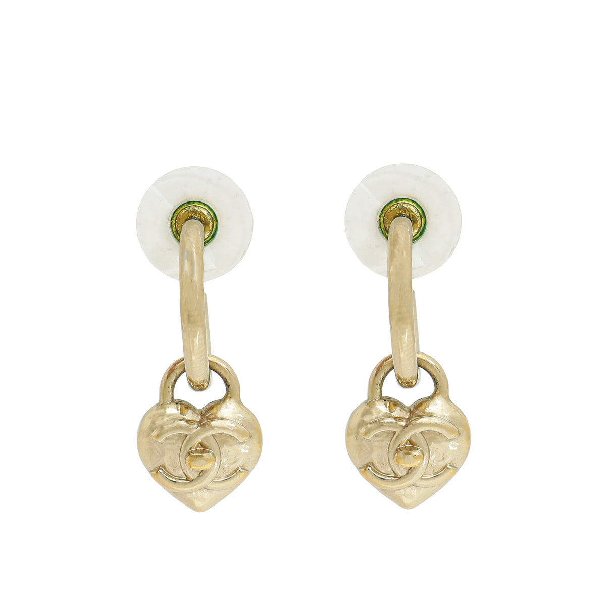 Chanel Gold CC Heart Drop Earrings-Chanel-THE CLOSET