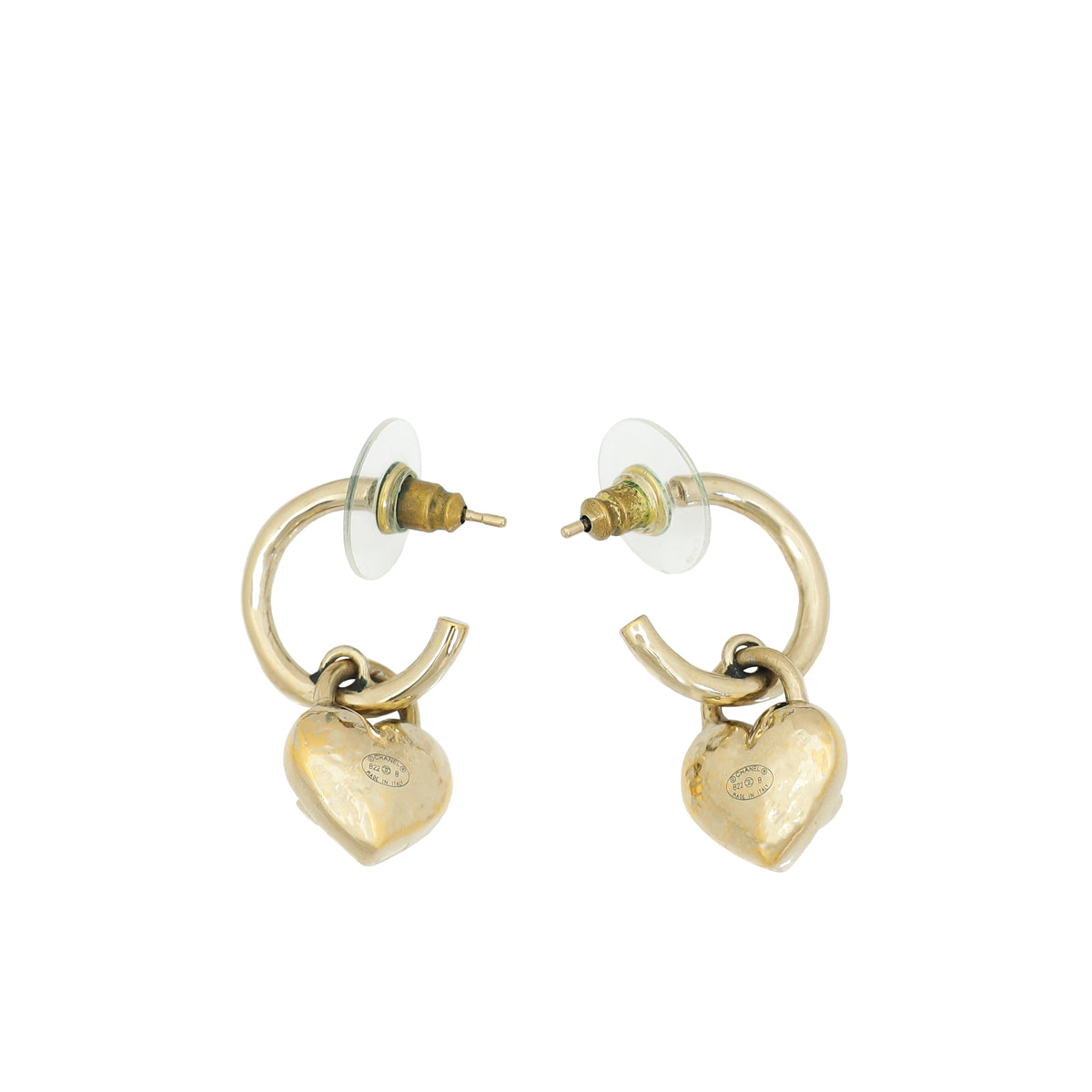 Chanel Gold CC Heart Drop Earrings-Chanel-THE CLOSET