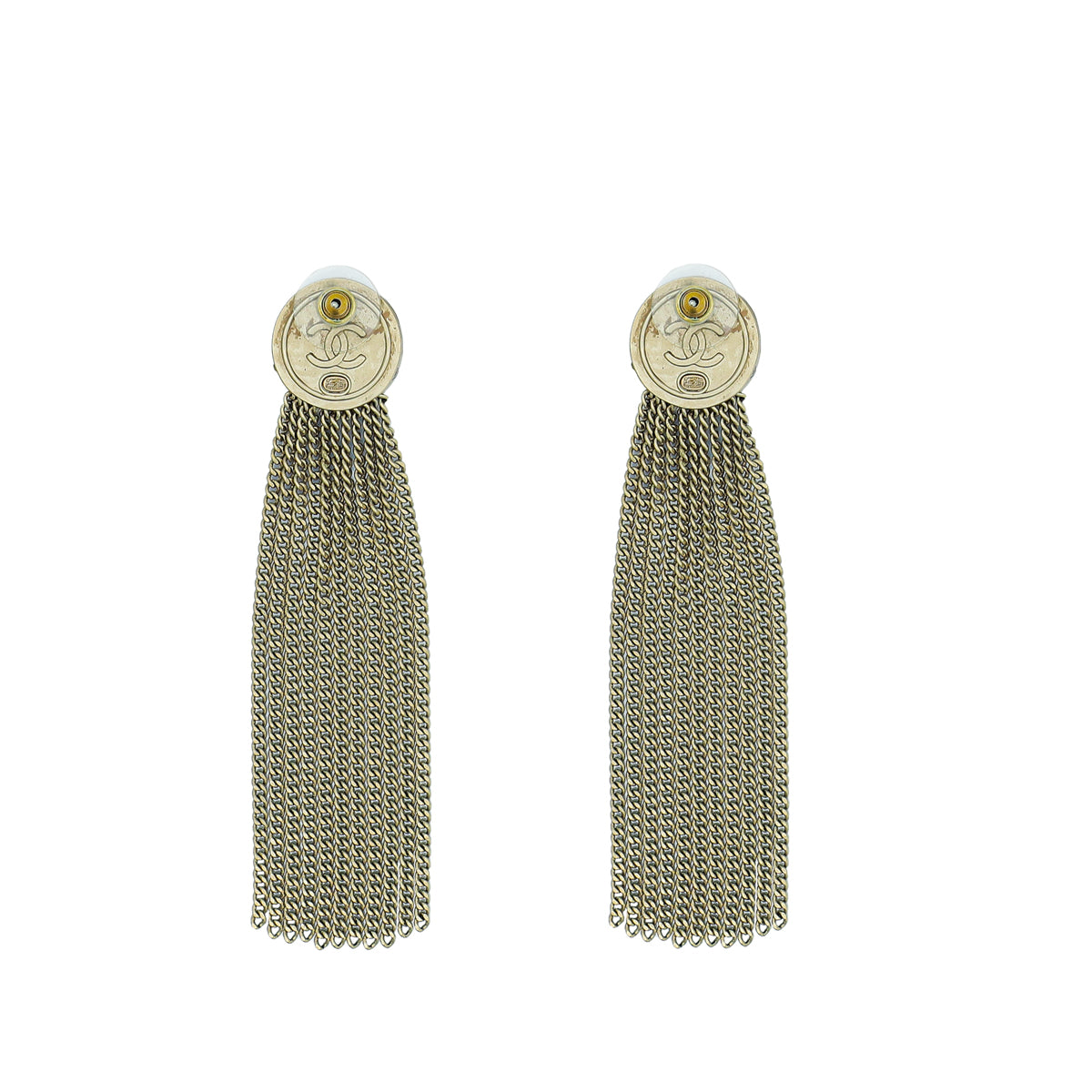 Chanel Gold Finish CC Chain Fringed Earrings