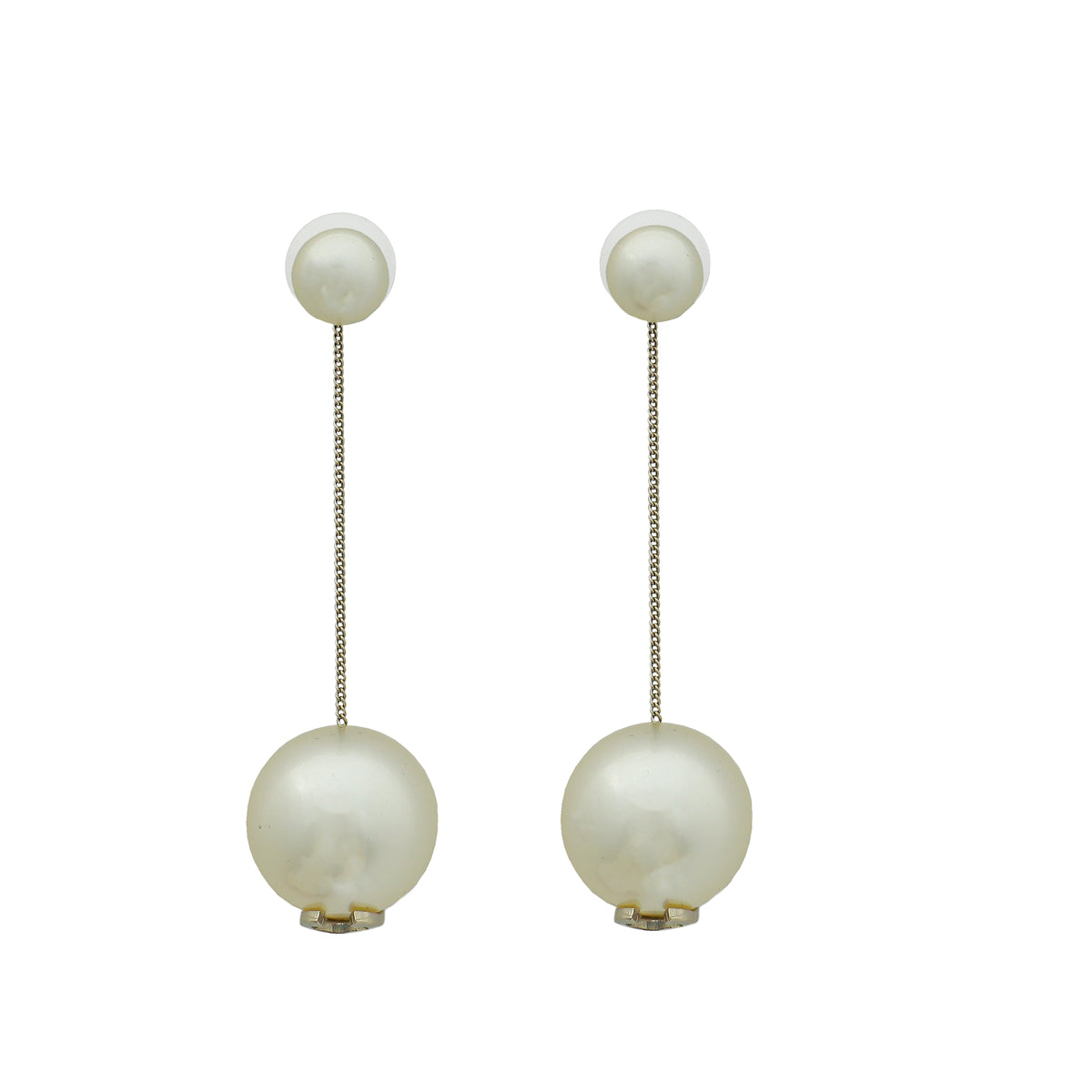 Chanel White CC Pearl Dangle Drop Earrings-Chanel-THE CLOSET
